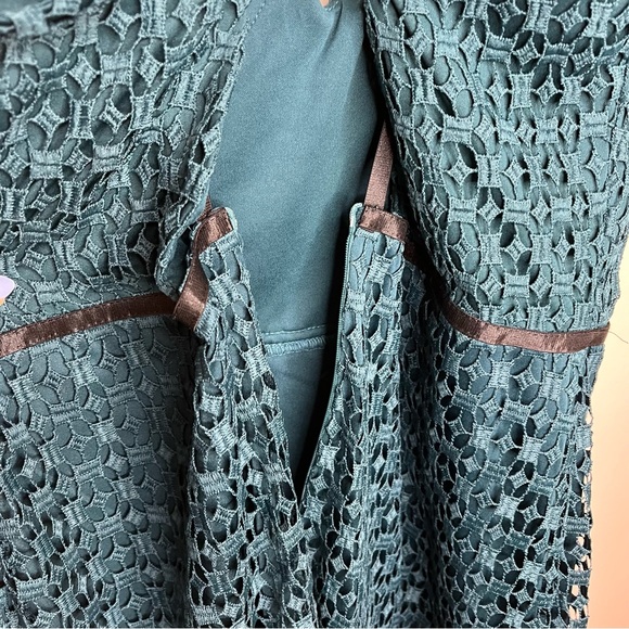 Guess teal strappy dress crochet lace overlay knee length special occasion sz 14 - Picture 12 of 15